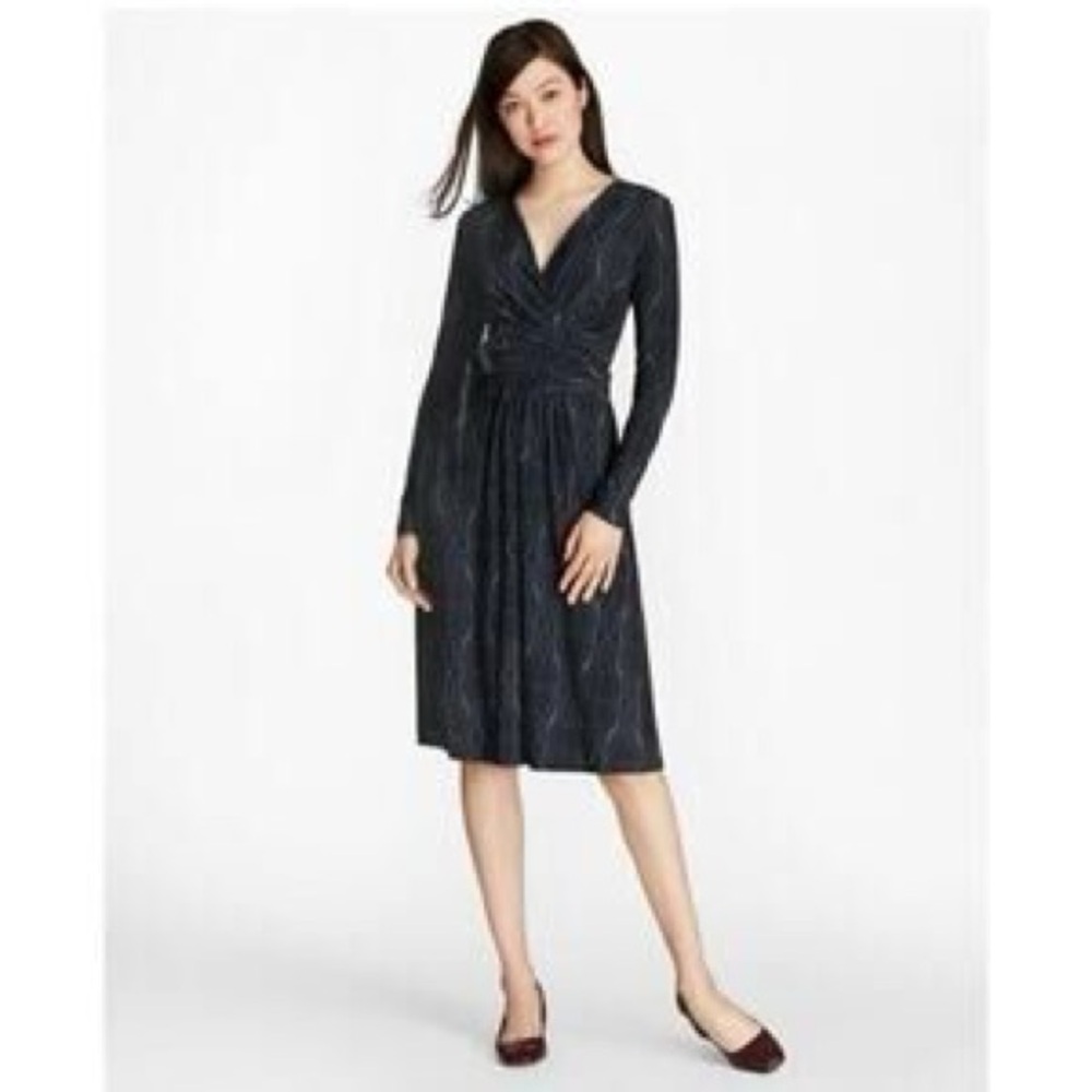 Brooks Brothers Navy/Gray Long Sleeve Dress SZ Large